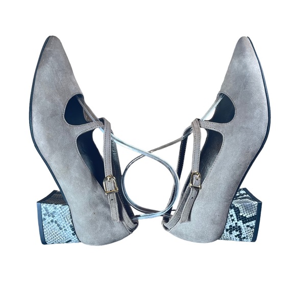 Daniela luxury brand brown gray with block heel womens shoes size 7 (38) - Picture 5 of 16